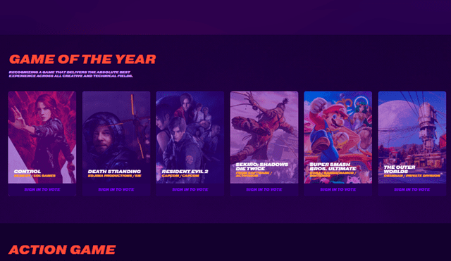 Lista completa de nominados a las 22 categorías de The Game Awards 2019.