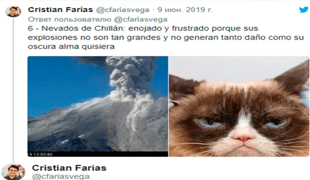 Twitter: Científico chileno enseña el 'carácter' de los volcanes usando gatos y la red 'delira' [FOTOS]