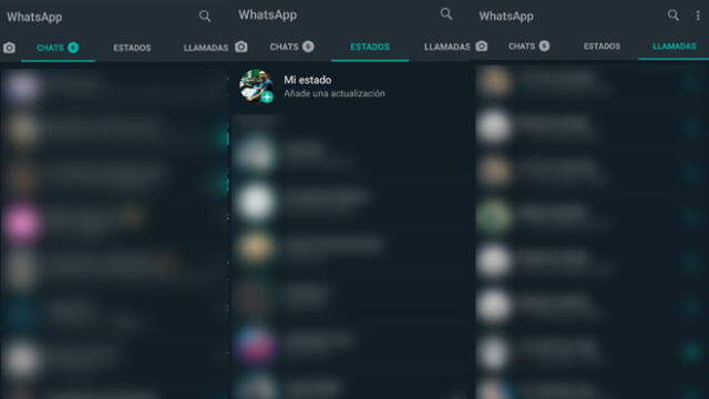 Interfaz del 'modo oscuro' de WhatsApp.