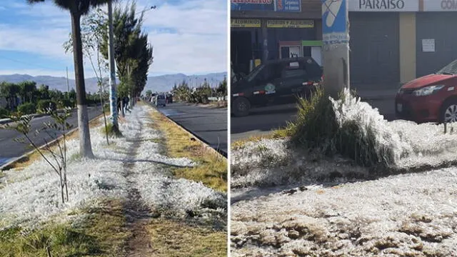 Ciudadanos se sorprendieron al notar el pasto congelado en diferentes sectores. Fuente: Facebook.