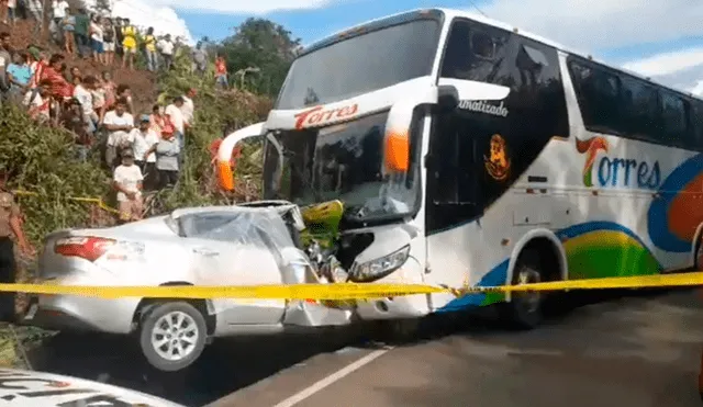 San Martín: cinco muertos en accidente de tránsito entre bus y auto en Moyobamba [VIDEO]