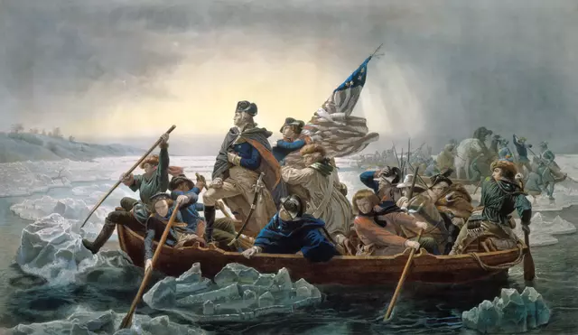 George Washington dirigiendo una embarcación durante la Guerra de la Independencia contra Gran Bretaña. (Foto: Difusión)