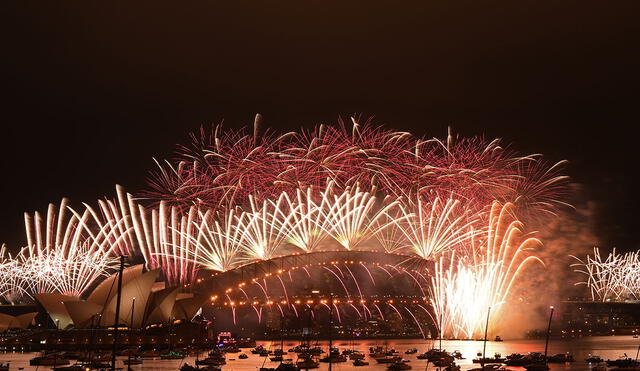 En el puerto de Sídney llenaron el cielo de fuegos artificiales. Foto: AFP
