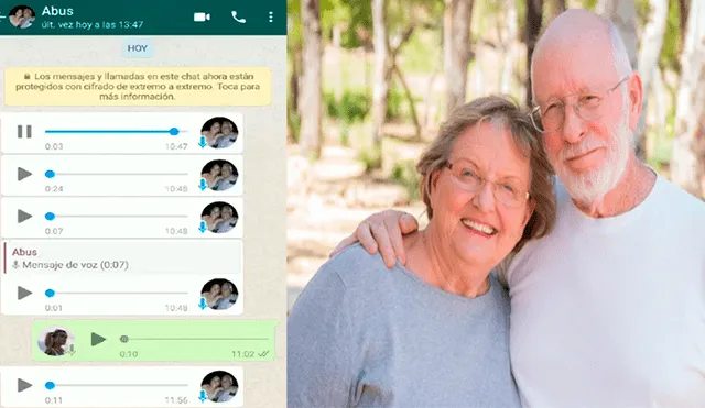 Una chica recibió los saludos de cumpleaños por parte de sus abuelos, quienes le enviaron unos audios de WhatsApp.
