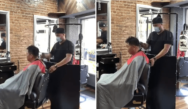 A través de Facebook se hizo viral el curioso método que utilizó un joven para cortar el cabello de sus clientes.