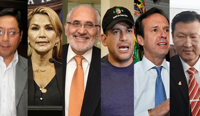 Políticos que anunciaron su candidatura a la Presidencia: Luis Arce, Jeanine Áñez, Carlos Mesa,Fernando Camacho,Jorge Quiroga y Chi Hyun Chung Foto: La Razón.