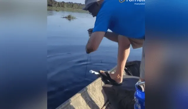 Un pescador pensó haber capturado a un pez y se terminó viendo cara a cara a un cocodrilo. Foto: YouTube