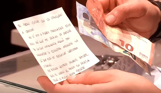 La mujer también le dejó 30 euros por los cafés que no se iba a tomar. Foto: La Vanguardia