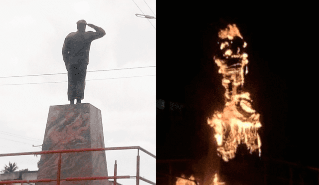 Queman estatua de Hugo Chávez en víspera de marcha [VIDEO]