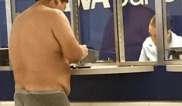 Twitter: Hombre llega al banco en ropa interior y su foto es viral en redes