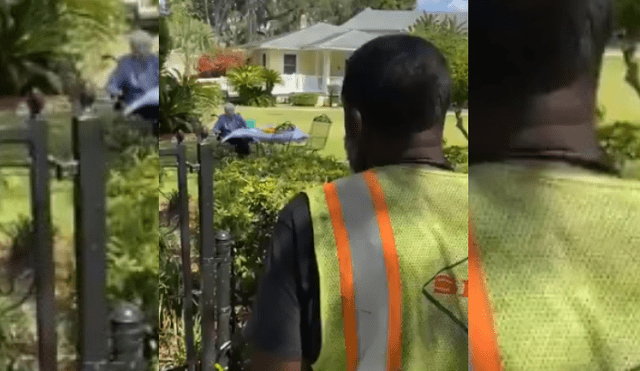 Video es viral en TikTok. El trabajador público vio a la anciana comiendo sola en su jardín y decidió sorprenderla con un tierno gesto que ha conmovido a todos.