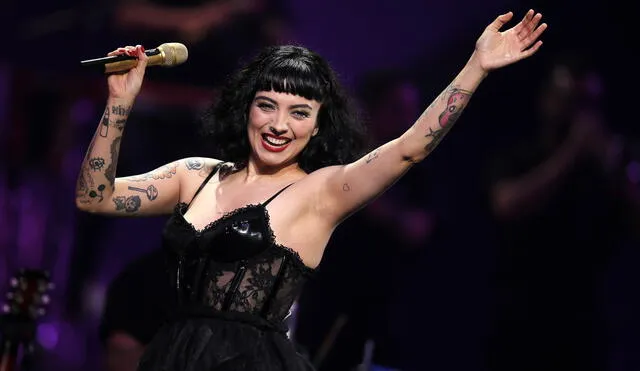 Chilean singer Mon Laferte performs during the 61th Vina del Mar International Song Festival in Vina del Mar, Chile, on February 24, 2020. (Photo by JAVIER TORRES / AFP)