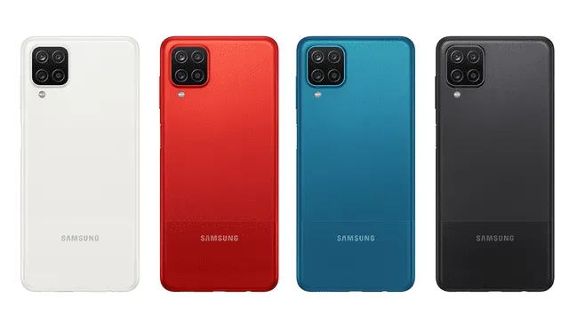 El Galaxy A12 está disponible en color blanco, rojo, azul y negro. Foto: Samsung