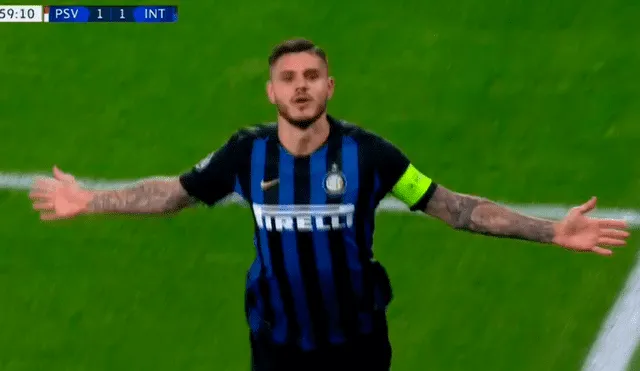 PSV vs Inter de Milán: la viveza de Mauro Icardi para anotar el 2-1 [VIDEO]