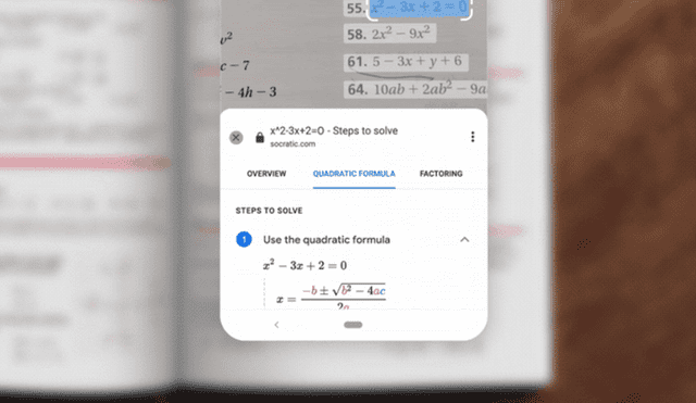 La tecnología de Google Lens será capaz de ayudarte con tus problemas matemáticos. | Foto: Google.