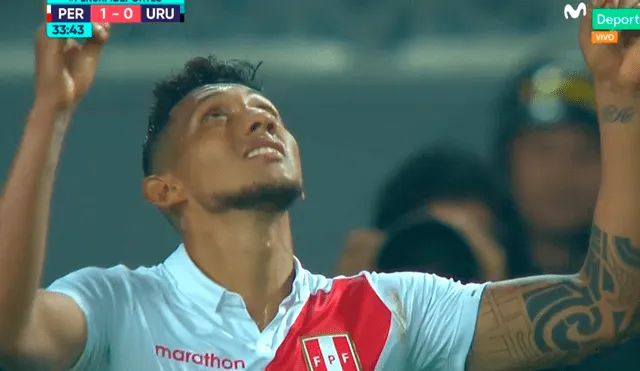 Christofer Gonzáles aprovechó un gran centro de Luis Advíncula para darle el primer gol de Perú sobre Uruguay. | Foto: Movistar Deportes