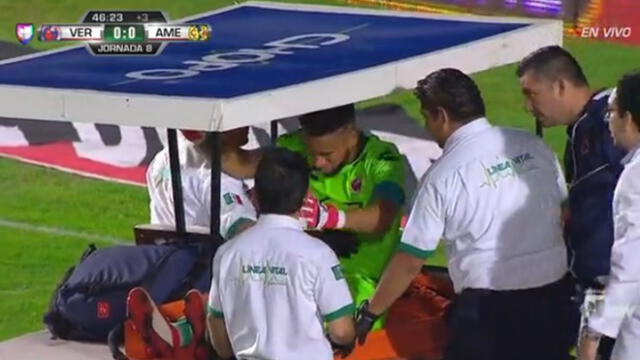 Pedro Gallese sufre terrible choque y salió lesionado en partido del Veracruz [VIDEO]