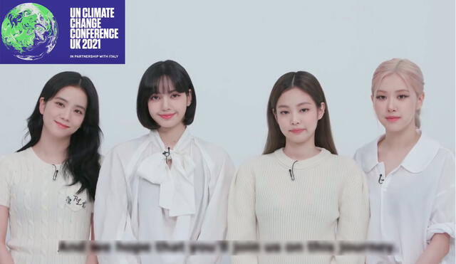 Jisoo, Lisa, Jennie y Rosé de BLACKPINK para el video sobre la COP26. Foto: captura YouTube