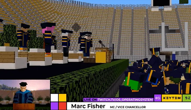 Estudiantes de una universidad construyeron un estadio en Minecraft para celebrar su graduación.
