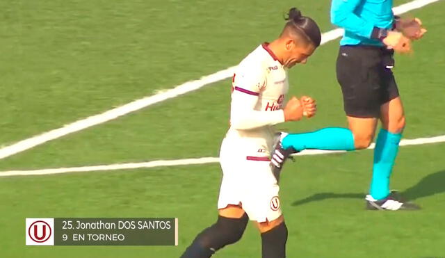 Jonathan Dos Santos marcó el primer gol del partido entre Universitario y Atlético Grau. | Foto: Captura de Gol Perú