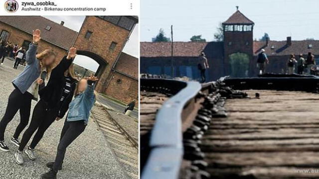 Adolescentes realizan el saludo nazi en la entrada de Auschwitz y lo presumen en redes