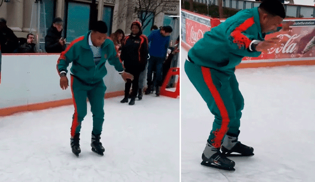 Facebook: intenta patinar sobre hielo por primera vez, pero termina realizando divertida escena [VIDEO]