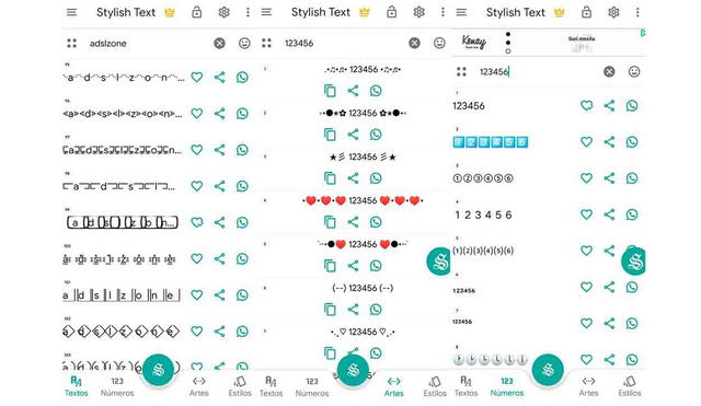 Stylish Text es la app de terceros que encuentras en la Play Store y que puedes usar para cambiar la fuente de WhatsApp en Android. (Fotos: Teknófilo)