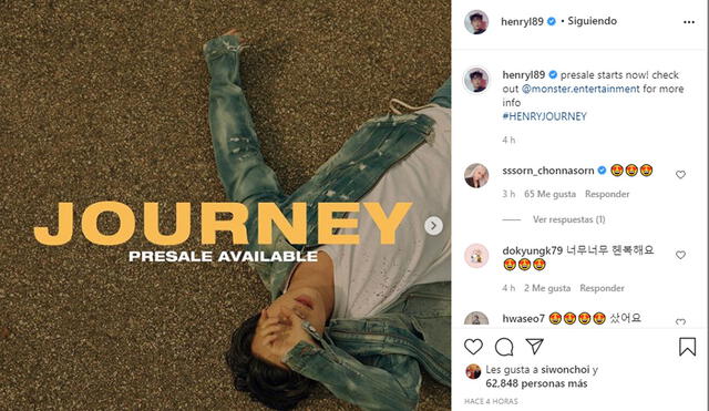 Publicación de Henry en Instagram sobre su comeback. Foto: @henryl89