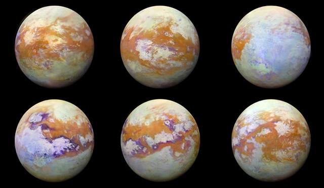 Imágenes infrarrojas de Titán, satélite de Saturno, revelan superficies heladas | Foto: NASA / JPL-Caltech / Universidad de Nantes / Universidad de Arizona