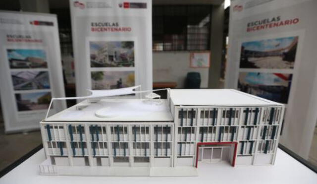 Maqueta de las Escuelas Bicentenario que estarán listas en el 2024. Foto Minedu