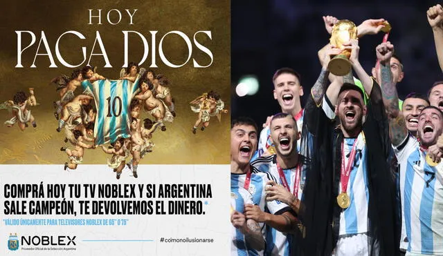 La empresa deberá de cumplir su promesa tras el triunfo de Argentina en Qatar 2022. Foto: @NoblexAr/@FIFAWorldCup/Twitter