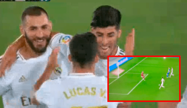 Gol de Marco Asensio para el 2-0 del Real Madrid sobre el Deportivo Alavés. (FOTO: Captura DirecTV Sports).