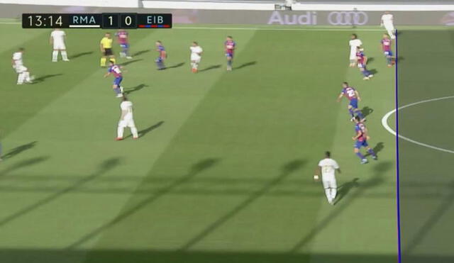 Tras consultar la acción con el VAR, el árbitro determinó que Benzema no estaba en fuera de juego y dio por válido el gol. Foto: Captura TV ESPN.