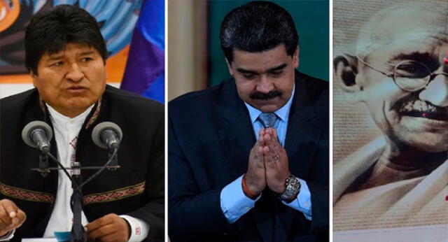 Maduro (c) llamó a "liderazgos democráticos del mundo" a defender a Morales. Foto: AFP