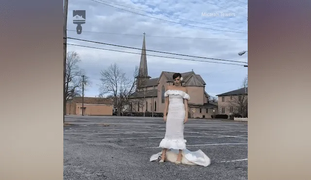 Desliza hacia la izquierda para ver el vestido de novias hecho con pañales del video viral de YouTube.