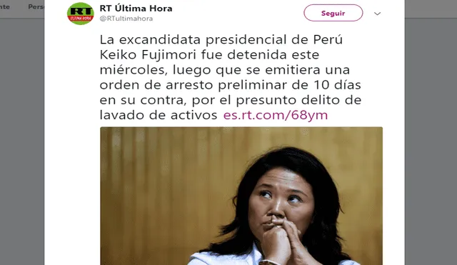 Prensa internacional informa sobre detención preliminar de Keiko Fujimori
