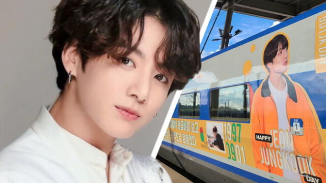 Uno de los regalos que recibe Jungkook es la personalización de un tren en Corea del Sur. Foto: composición / Twitter