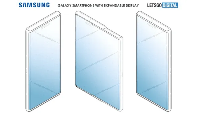 La patente de Samsung revela un dispositivo con pantalla retráctil. | Foto: LetsGoDigital