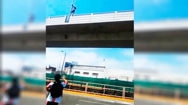 La Libertad: hombre intentó suicidarse lanzándose desde baipás de Mansiche [VIDEO]