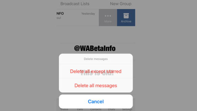 Se trata de la futura opción de "Borrar todo excepto mensajes destacados" en WhatsApp.