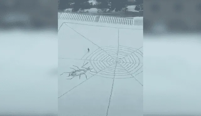 En Facebook, un hombre caminó por un desolado parque y aprovechó en realizar un increíble dibujo en el suelo.