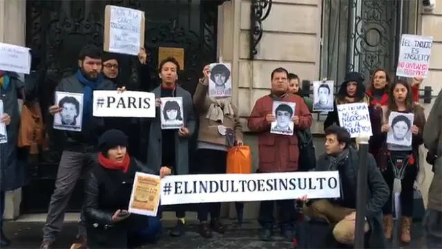 Peruanos en París siguen protestando contra el Indulto a Alberto Fujimori 