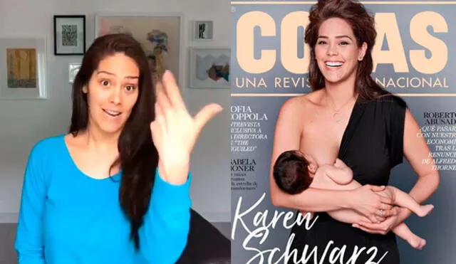 Karen Schwarz responde a los que criticaron su portada dando de lactar a su hija [VIDEO]