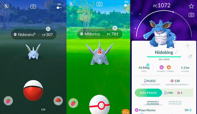 Nidoran, Nidorino y Nidoking shiny en Pokémon GO. Foto composición La República