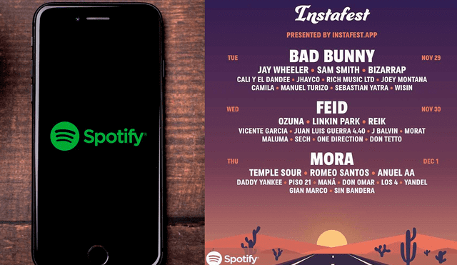 Instafest puede vincularse a tu cuenta de Spotify. Foto: Composición LR / Instafest / Spotify
