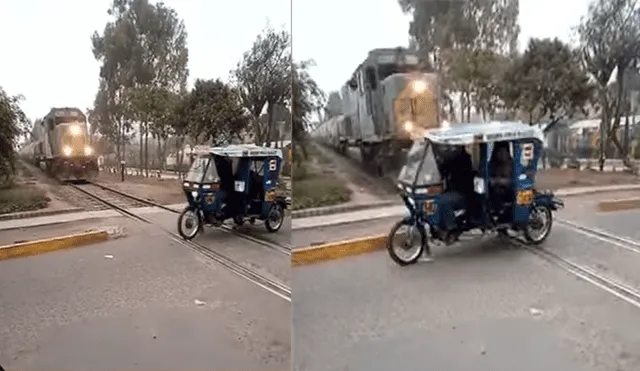 Ate: mototaxi se salva por poco de ser arrollado por tren [VIDEO] 