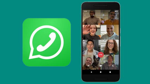 Videollamadas grupales de WhatsApp de 8 personas.