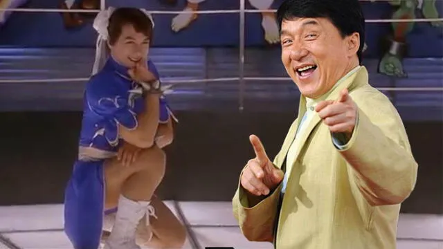 En 1993, Jackie Chan hizo un cosplay de Chun-Li, personaje de Street Fighter - Fuente: difusión