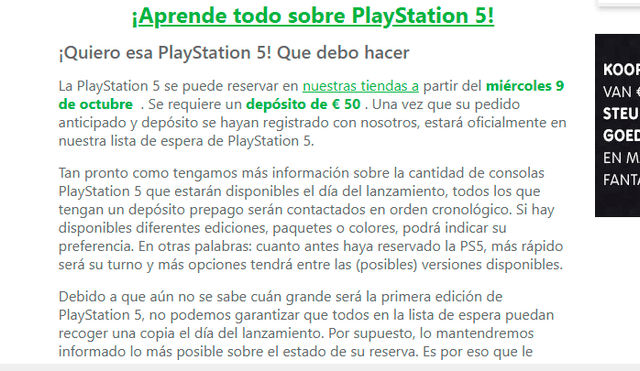PS5 en Game Mania (enlace en la nota).