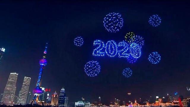 Dones luminosos en lugar de fuegos artificiales China recibe el Año Nuevo 2020. Foto: difusión